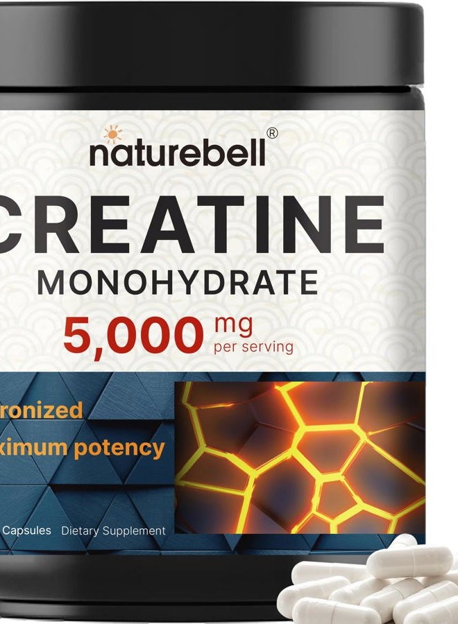 NatureBell Creatine Monohydrate Capsules 5,000mg Per Serving, 500 Count | Micronized, Unflavored Creatine Pills | Pre-Workout & Muscle Strength Support | Easy to Swallow, Filler-Free | 71 Servings - Image 1